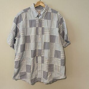 Brooks Brothers Patchwork Shirt Men's Sz XL Plaid Madras Button *flaw